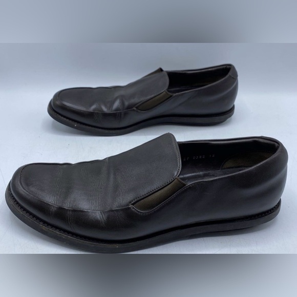 Prada Men's Brown Leather Slip On Loafers Square Toe Size 12 Us